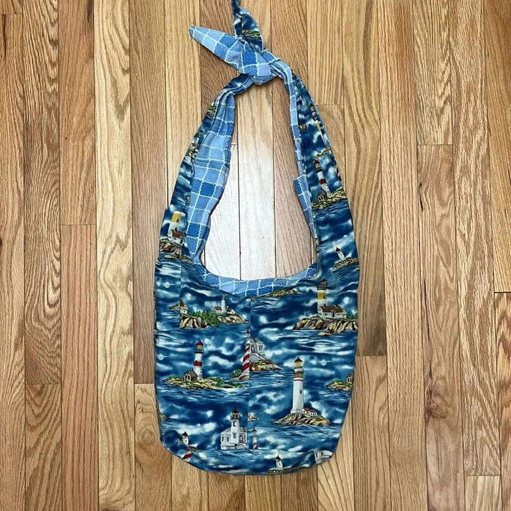 Handmade? Boho Blue‎ Reversible Tie Summer Bag